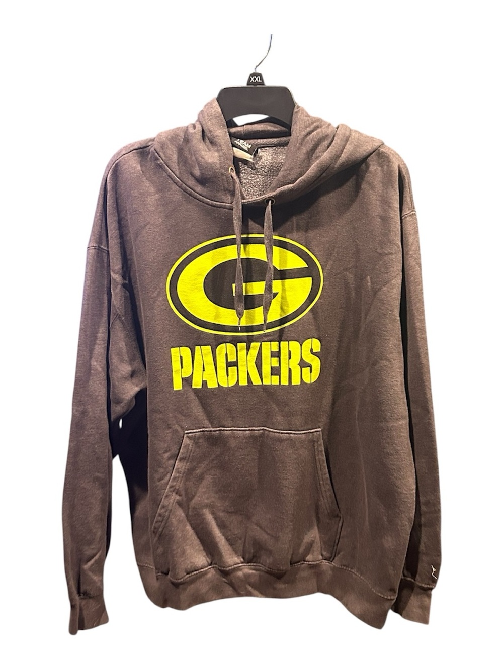 NFL Team Apparel Green Bay Packers Hoodie Charcoal Gray Yellow Logo Men's XL